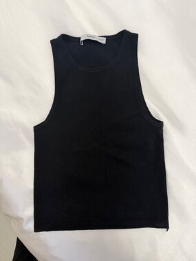 Mango Black Knit Crop Tank Top